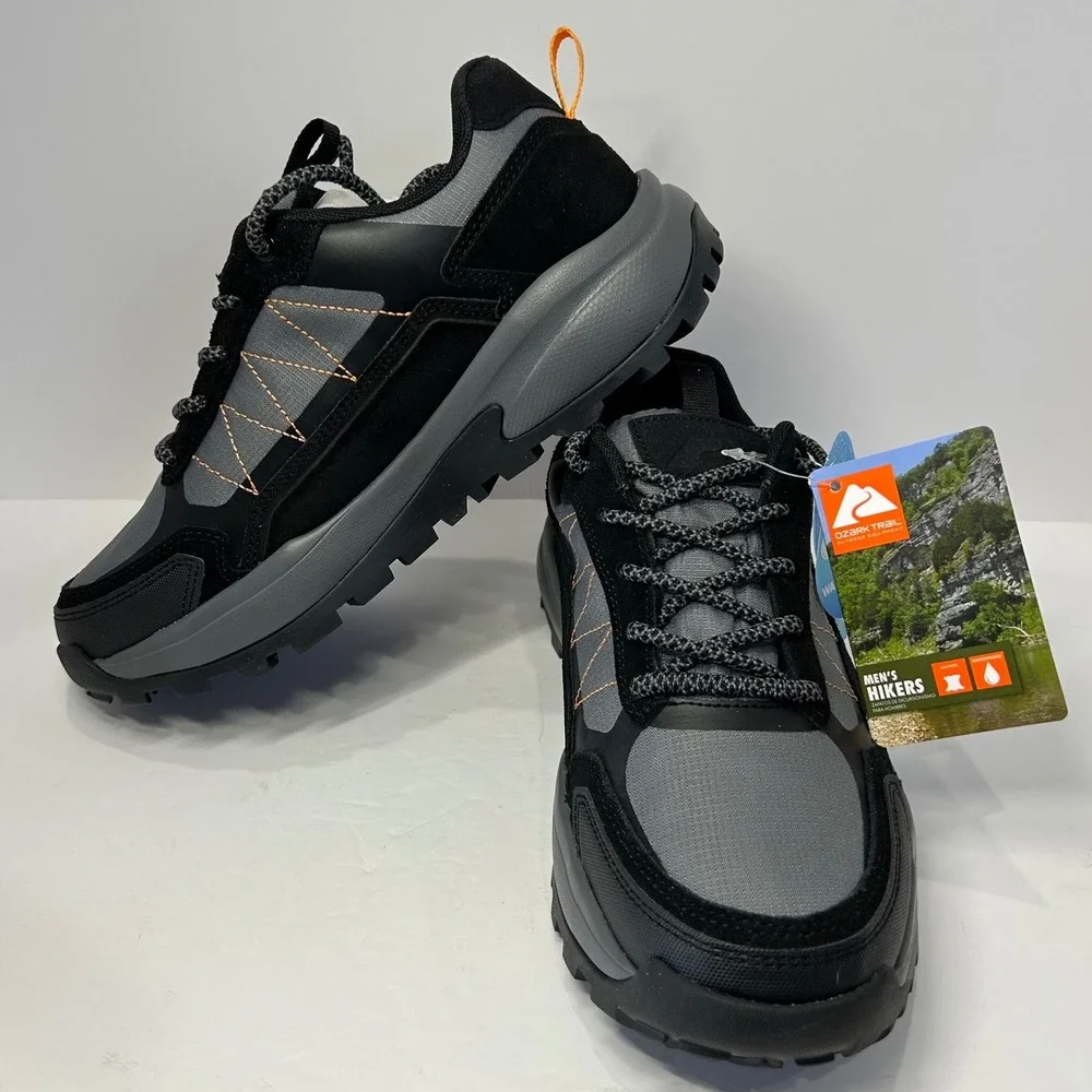 Ozark Trail Mens Hike Low Waterproof Hiking Shoes Black Grey Men's Size‎ 7 New